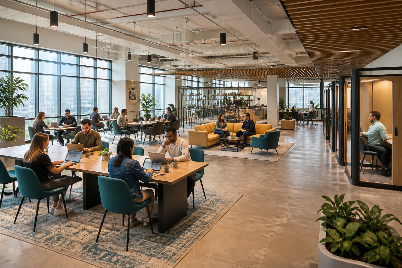 Espace de coworking moderne et lumineux