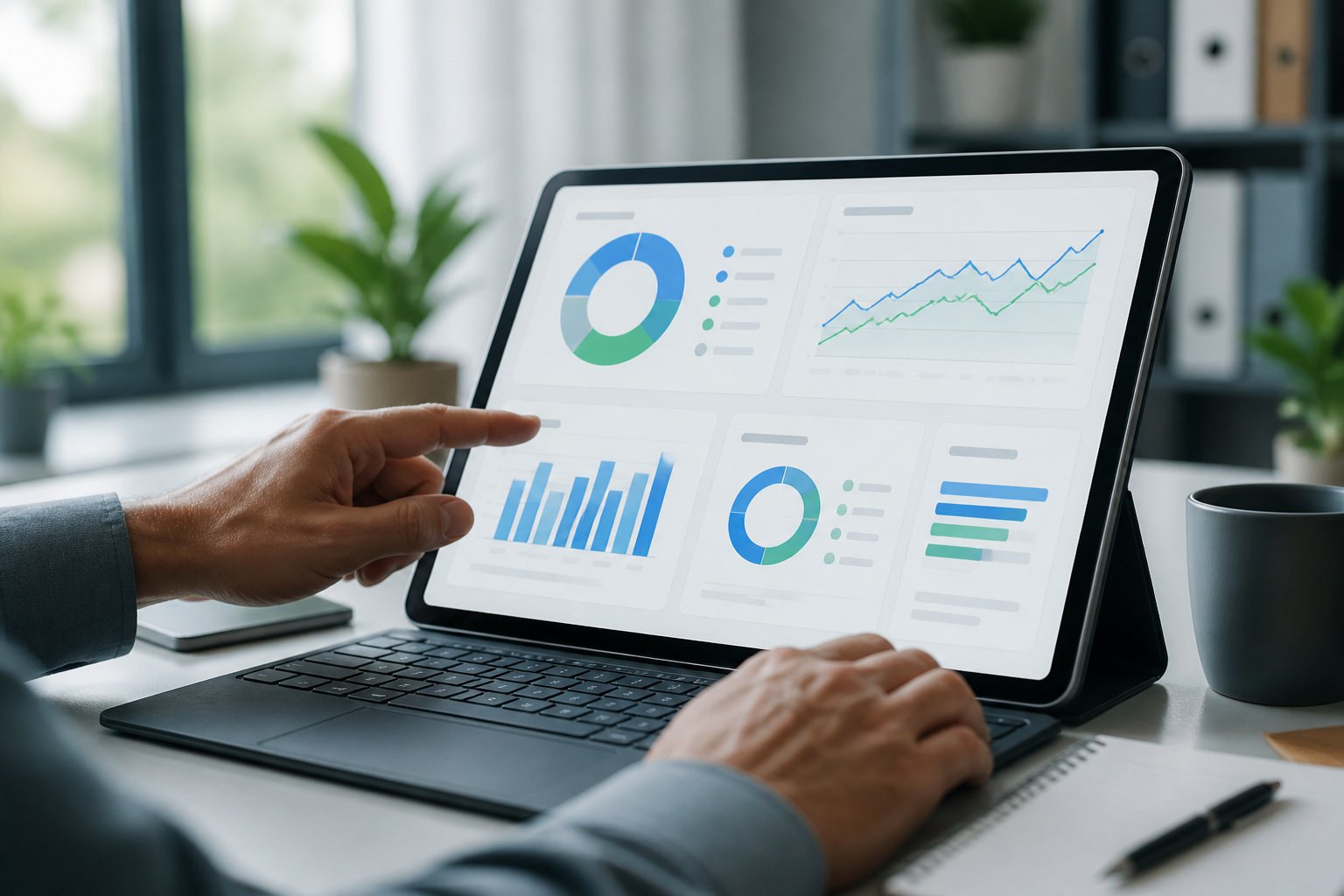 Analyse financiere sur tablette moderne