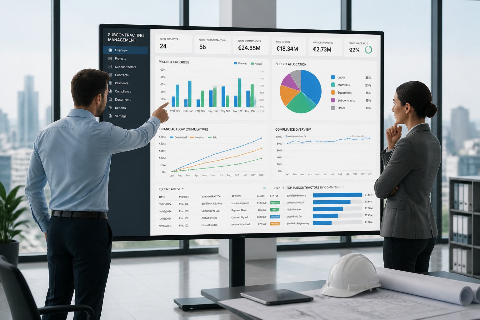 Tableau de bord de gestion des sous traitants