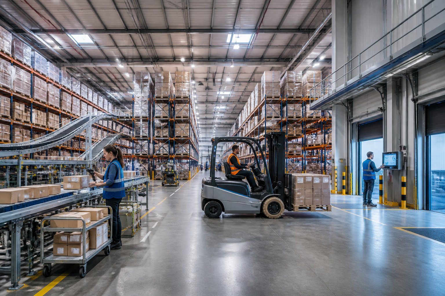 Entrepot logistique moderne et anime