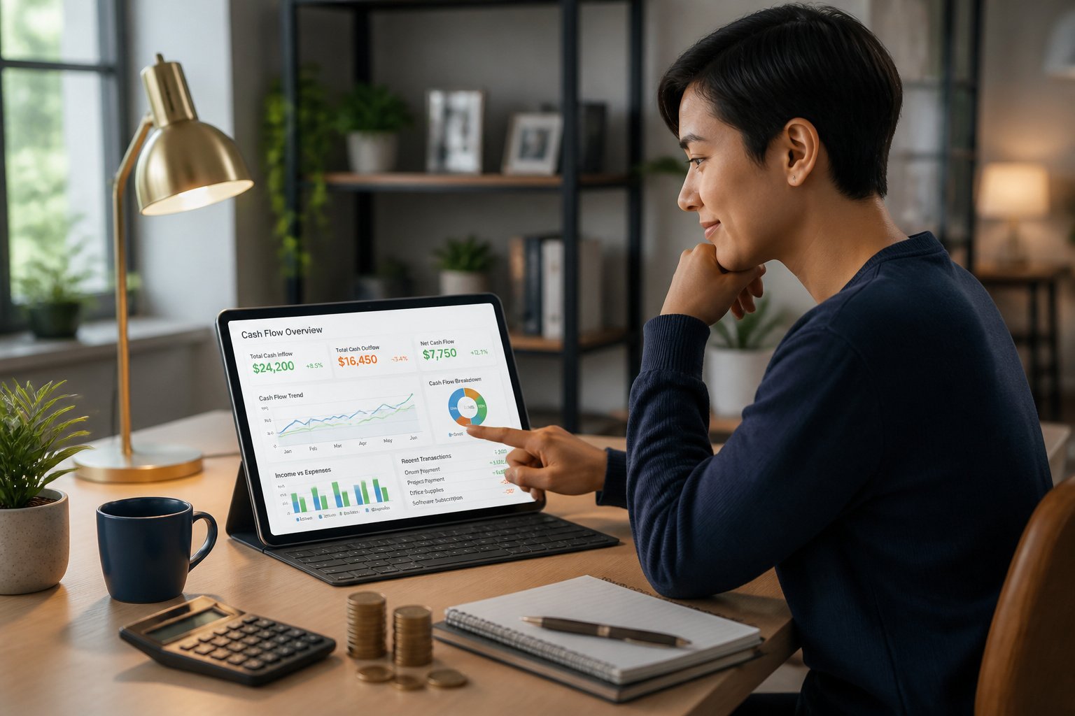 Gestion financiere claire sur tablette